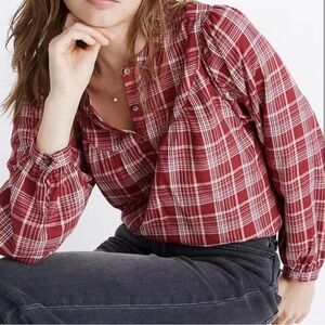 Madewell Red Plaid Women's Top